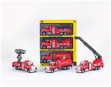 OBL10230911 - 1:28  美式回力声光合金消防车，3只/手提开窗盒
（包3*AG13电池，3种声音效果）