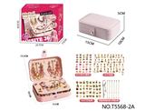 OBL10251203 - A款三层长方盒首饰盒糖果金色+樱粉金色(133PCS)DIY女孩过家家玩具
