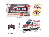 OBL10251474 - 四通遥控救护车带前灯，椅座带灯功能：前进，后退，左转，右转 车身3AA，遥控器2AA（全不包含）
