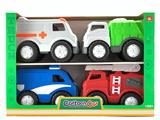 OBL10257933 - 中卡通滑行车套装4PCS/PDQ(救护+消防+警车+环卫）