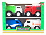 OBL10257944 - 卡通滑行车套装4PCS/PDQ(救护+消防+警车+环卫）