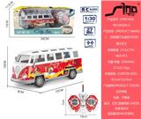 OBL10264885 - 1：30四通灯光遥控复古巴士（红色UV打印）