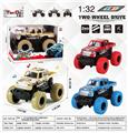 OBL10276987 - 1：30丰田双排皮卡回力大脚怪合金车带前后避震两开门带涂鸦带音乐