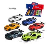 OBL10289468 - 1:40 合金车模 福特野马，雪佛兰大黄蜂回力合金跑车，门可开，2款6色混装一展示盒
