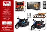 OBL10291327 - 1:10 合金回力古斯塔摩托车带灯光音乐2色混装（展示架+场景）（无头盔）