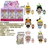 OBL10327886 - 8寸高品质泡泡玛特眼泪工厂飞天女警哭娃五关节可动搪胶毛绒娃娃配钥匙扣挂件加娃娃卡片（展示盒+盲盒+盲袋 6色混装 6PCS）