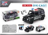 OBL10332568 - 1:28 合金车模 警车大G 灯光音乐四开门 回力（1只装）