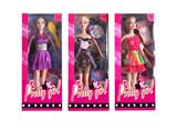OBL10334847 - 11.5寸实身活手时装短裙芭比带梳子、行李箱、手提包、项链配件 3款混装
