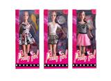 OBL10334850 - 11.5寸实身活手时装短裙芭比带梳子、行李箱、手提包、项链配件 3款混装