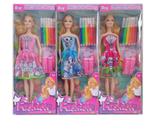 OBL10334990 - 新款2025年11.5寸实身时尚公主裙芭比带水壶彩笔三款随机混装