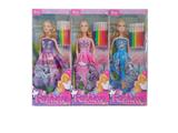 OBL10334991 - 新款2025年11.5寸实身时尚公主裙芭比带彩笔三款随机混装