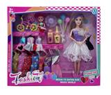 OBL10335017 - 新款2025年11.5寸9关节实身时尚短裙公主芭比带气球帽子花瓶自行车3.5寸小女孩10款吊裙