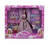 OBL10335022 - 新款2025年11.5寸9关节实身婚纱大裙长辫公主芭比带皇冠梳子蝴蝶头插照相机手提包4套吊裙