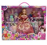 OBL10335061 - 新款2025年11.5寸9关节实身公主大裙公主芭比带镜子梳子包包3.5寸小女孩小狗8款吊裙