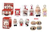 OBL10341537 - 限量版POPMART泡泡玛特LABUBU  心动马卡龙8寸可口可乐和泰国限定款毛绒搪胶拉布布带钥匙扣带名片4款6PC