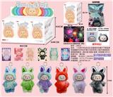 OBL10346002 - （七彩灯光labubu主题音乐功能） 7寸高品质毛绒搪胶POPMART第三代拉布布3.0前方高能系列娃娃配钥匙扣（6色混装盲盒+盲袋 6PCS）