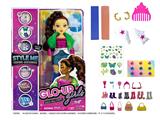 OBL10346599 - GLO-UP  GIRLS 10寸12关节实身惊喜时尚娃娃带一条染色膏和5样惊喜配件功能描述[头发可以染色。面部。手指都可以用彩色贴纸贴上不同图案】