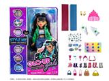 OBL10346600 - GLO-UP  GIRLS 10寸12关节实身惊喜时尚娃娃带一条染色膏和5样惊喜配件功能描述[头发可以染色。面部。手指都可以用彩色贴纸贴上不同图案】