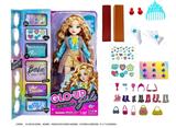 OBL10346607 - GLO-UP  GIRLS 10寸12关节实身惊喜时尚娃娃带一条染色膏和5样惊喜配件功能描述[头发可以染色。面部。手指都可以用彩色贴纸贴上不同图案】