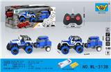 OBL10357538 - 1:43迷你牧马人警车4通灯光遥控拖车(包2AA可充电电池+USB充电座）