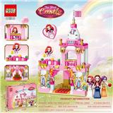 OBL10364282 - 200+PCS 新款女孩子粉色城堡拼装积木(彩盒采用精美烫金工艺)