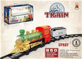 OBL10365938 - 电动轨道火车 有喷雾
(古典火车头+1节货厢）
 有灯光，有声音，不包电
用4粒5号电池