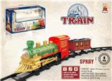 OBL10365939 - 电动轨道火车 有喷雾
(古典火车头+1节客厢）
 有灯光，有声音，不包电
用4粒5号电池