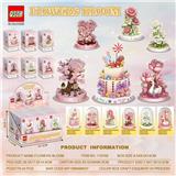 OBL10373489 - 新款微钻颗粒繁花似锦系列积木套装（6小盒装一展示盒，内配有亚克力罩）彩盒采用精美UV工艺