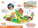OBL10373998 - 插花拼装轨道农场花园风车360度双向旋转空中云朵灯光音乐智力电动火车轨道积木