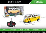 OBL10376956 - 1：30四通灯光复古巴士黄色遥控车
