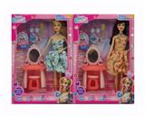 OBL10381379 - 11寸实身9关节时尚碎花裙+梳妆台+化妆配件 2款混装