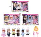 OBL10381487 - 7寸全身搪胶3D眼时尚萌娃娃带配件(2只装)