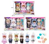 OBL10381493 - 7寸全身搪胶3D眼时尚萌娃娃带配件(2只装)