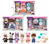 OBL10381497 - 7寸全身搪胶3D眼时尚萌娃娃带配件(2只装)