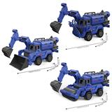 OBL10386307 - 1：16声光惯性多功能挖掘工程车蓝色款 带喷雾--警察系列（推土、爬梯、压路三款车头混装）
