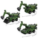 OBL10386308 - 1：16声光惯性多功能挖掘工程车军绿色款 带喷雾--军事系列（推土、爬梯、压路三款车头混装）
