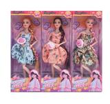 OBL10389643 - 11.5寸十一关节实身长辫时尚芭比 带项链+手棒花 3款混