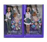 OBL10389666 - 11.5寸9关节实身彩色双辫时尚芭比 带宠物狗+单肩包+配件吸塑 2款混