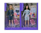 OBL10389667 - 11.5寸9关节实身时尚芭比 带手提包+化妆盒+旅行箱 2款混