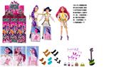 OBL10393136 - K-POP 猎魔女团真人版11.5寸9关节实身带七彩灯光主题曲鲁米佐依米拉儿唱歌芭比带金貂卡片一张带摇滚吉他带发夹带手提包3款9PC混装