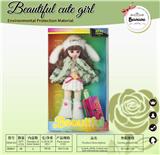 OBL10393345 - 【英文】12寸 30厘米 13关节 实身 3D漫画眼时尚卡通戴兔帽子时尚萝莉娃娃