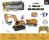 OBL10397366 - 1：22十一通遥控灯光声音喷雾挖掘机拖板2.4GHz