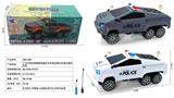 OBL10400808 - 1:16六轮狂野特斯拉概念万向电动带灯光音乐警车包电（车身包3.7V锂电+USB线）