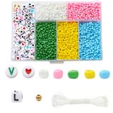 OBL10400855 - 3mm米珠+字母珠+4mm金珠+线6格