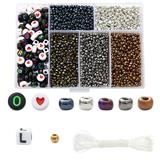 OBL10400856 - 3mm米珠+字母珠+4mm金珠+线6格