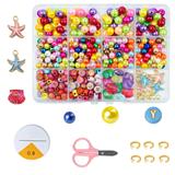 OBL10400866 - 6/8mm珍珠+字母珠+吊坠贝壳+圈剪刀线（12格）