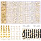 OBL10400869 - 4/6mm金珠+隔珠+4/6/8/10/12mm珍珠+米白珠+线28格