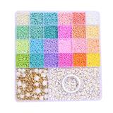 OBL10400882 - 3mm米珠+6mm金珠/珍珠+字母珠+隔珠+米白珠+线26格