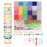 OBL10400884 - 软陶+4/6mm金珠+字母珠+隔珠+吊坠贝壳+耳钩耳圈+剪刀镊子+龙虾扣包扣圈线26格