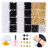 OBL10400900 - 4/6/8mm金珠+字母珠+隔珠+6/8mm珍珠+剪刀线24格